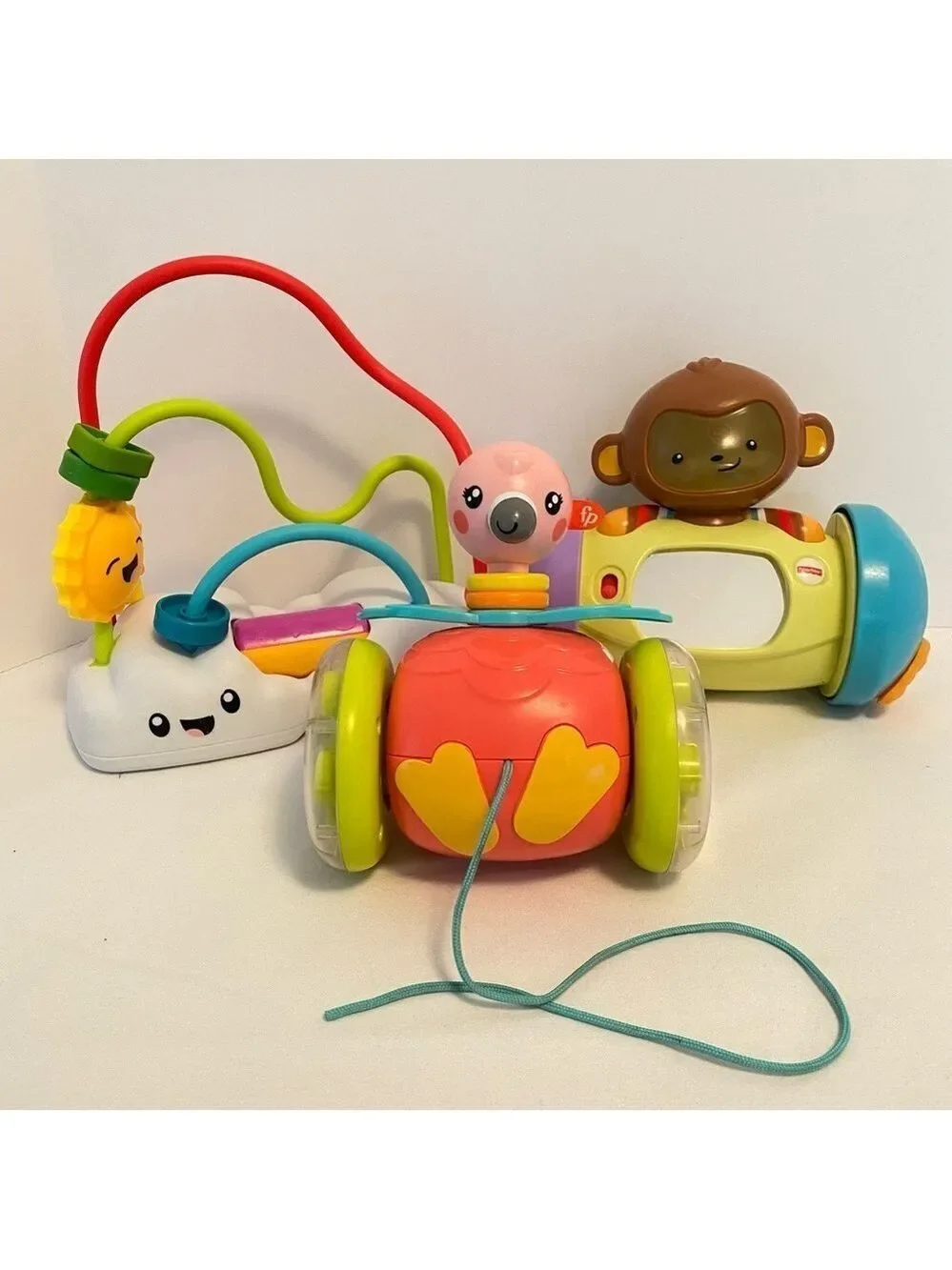 Fisher-Price Bead Maze/ Pull-Along Flamingo/ SnugaMonkey Infant Baby Toys